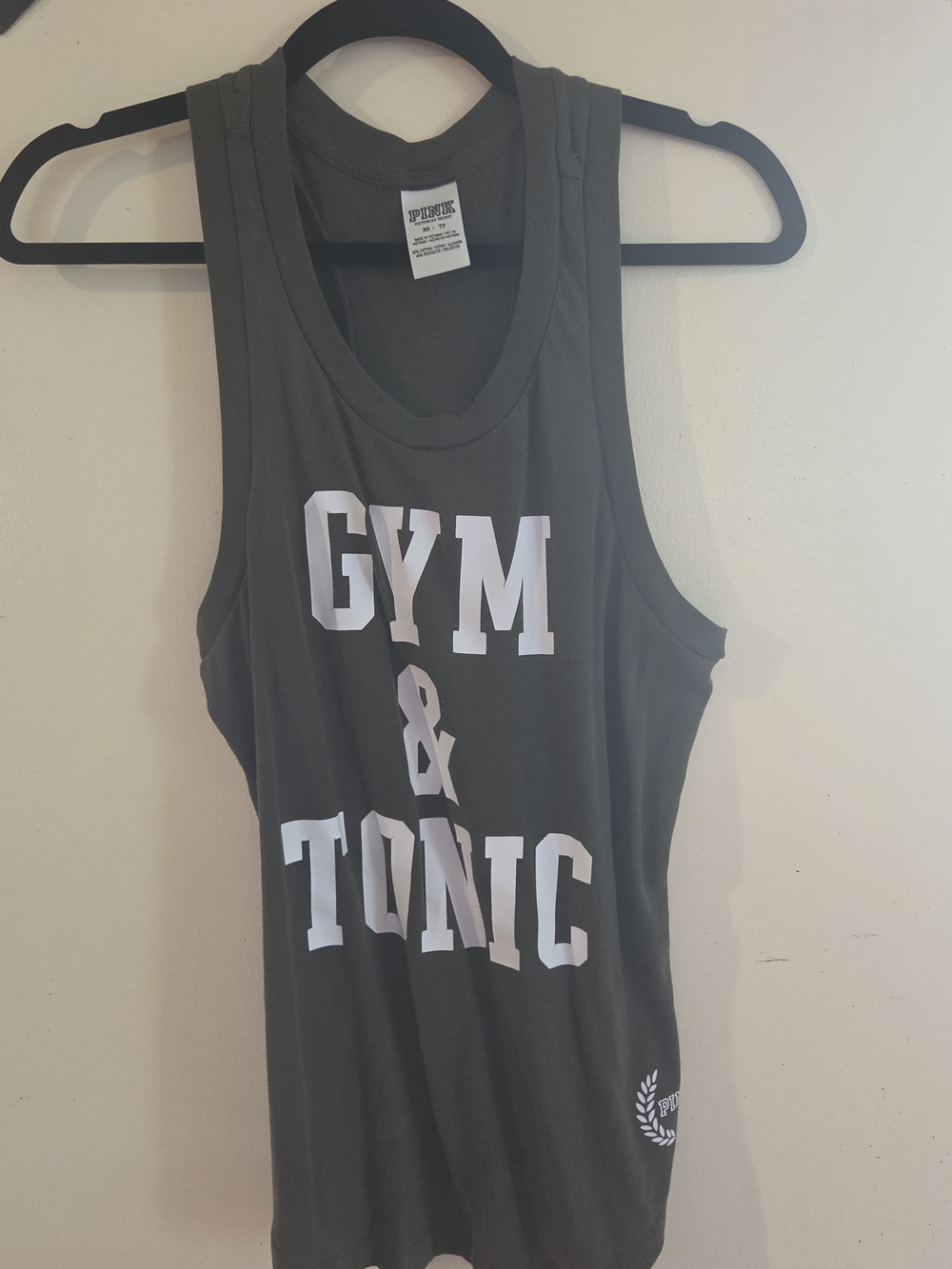 PINK Victoria's Secret Forest Green 'GYM & TONIC' Racerback Tank